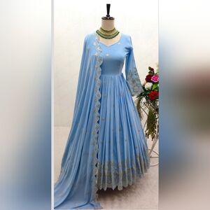 Blue Indian Anarkali Suit